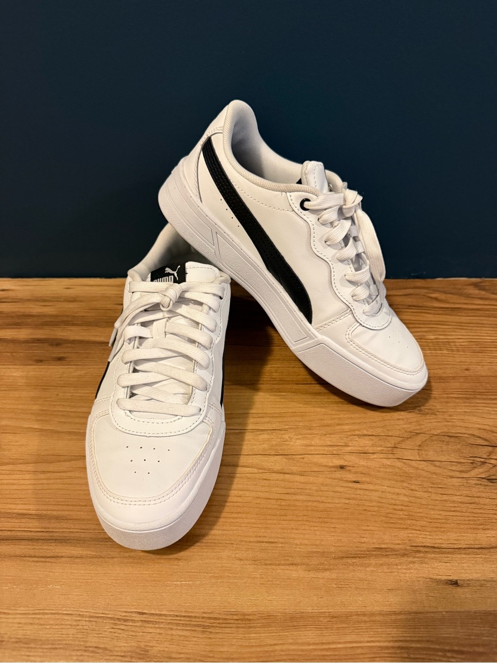 Puma White Low-Top Sneakers with Black Formstripe